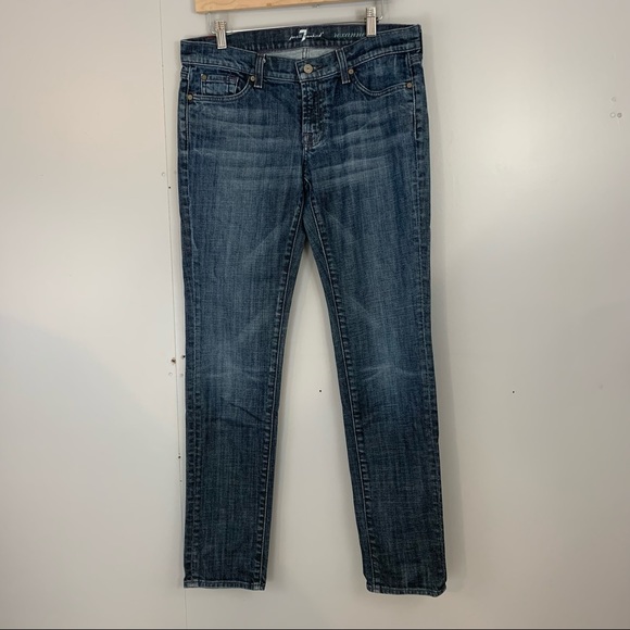 7 For All Mankind Roxanne Jeans Blue 30 Skinny Stretch - Picture 1 of 9